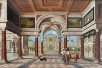 Figures under a Palace Loggia