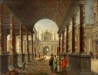 Perspective Fantasy of a Palace, with Elegant Figures