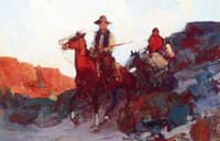 Cowboy and Indian on Horseback