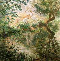 Girls Playing by the River