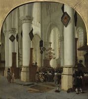 View inside the Saint Bavo Church in Haarlem During Mass