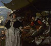 Adriana van Heusden and her Daughter at the New Fishmarket in Amsterdam
