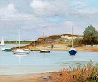 Boats at anchor, low tide